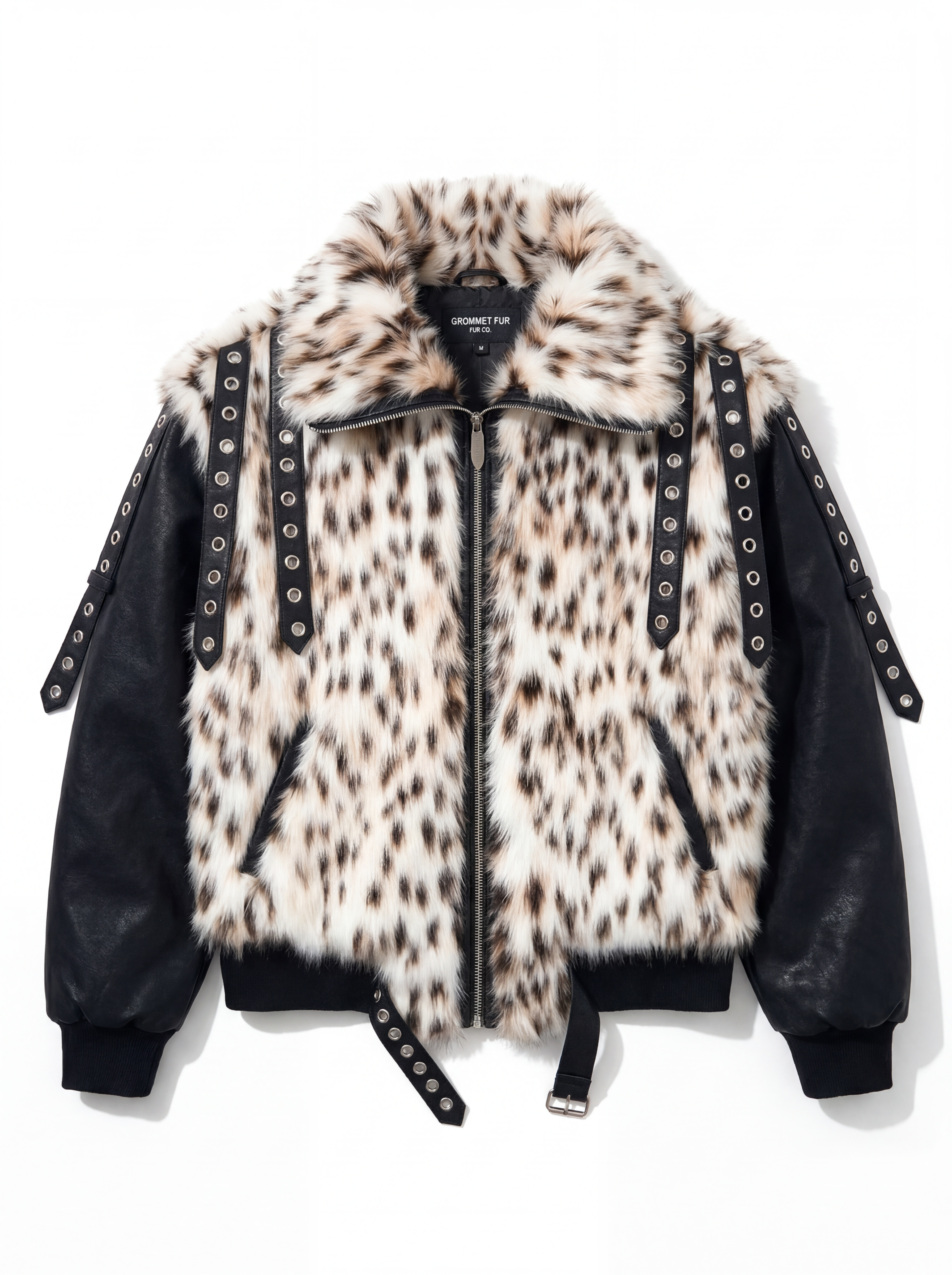 LEOPARD FUR PATCH BOMBER