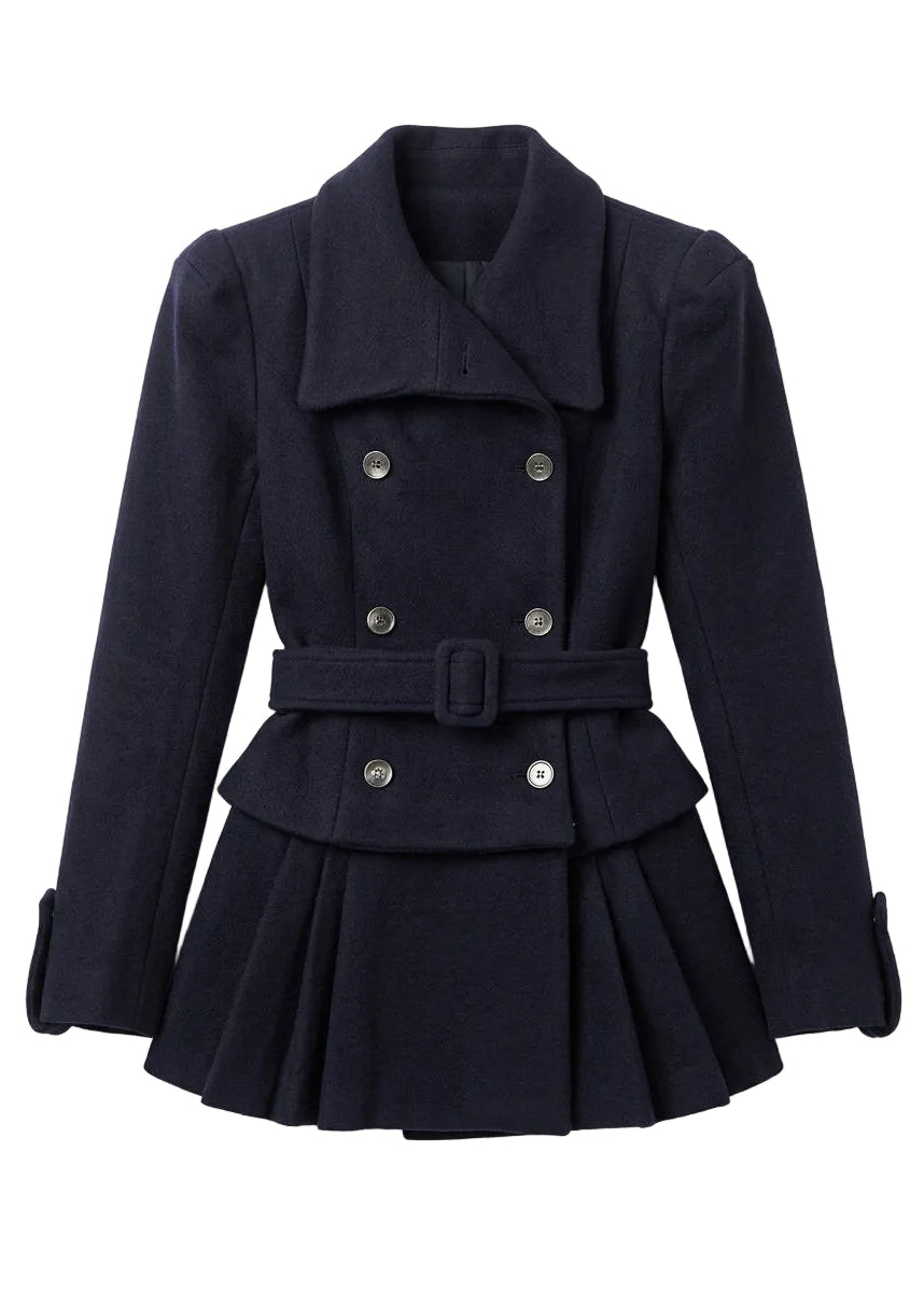 NAVY WOOL DOUBLE COAT