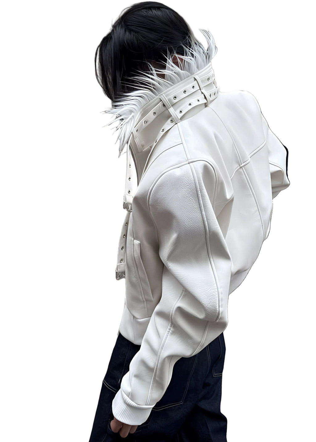 WHITE BIKER JACKET